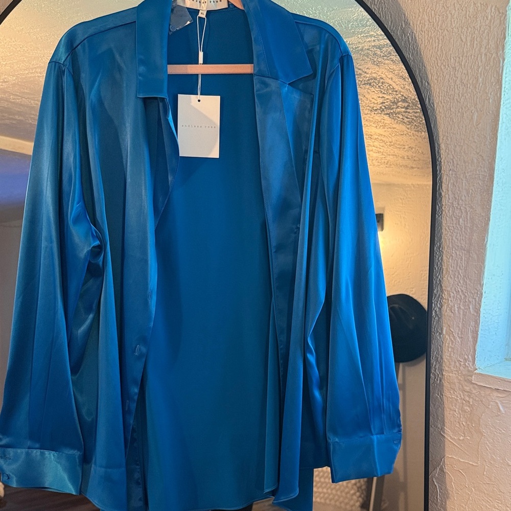 Endless Rose Vibrant Blue Satin Blouse